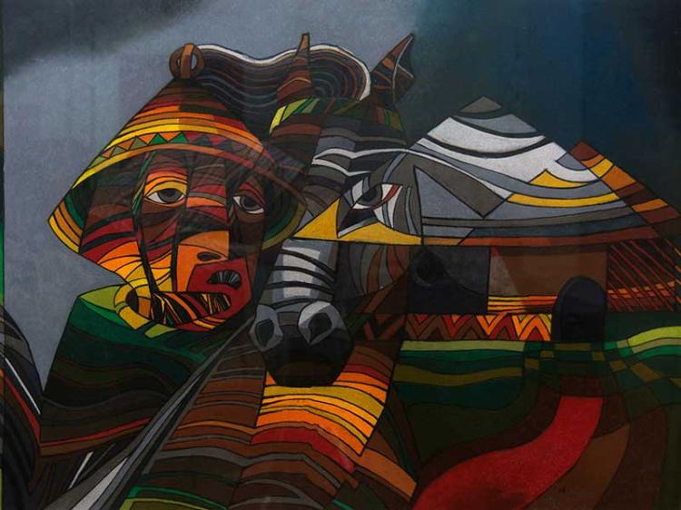 leonard matsoso sa 20th c mixed media mosotho horse rider signed titled dated 09 69 x 98 · 5th Avenue Auctioneers · 2016-04-03 Leonard Matsoso comparable auction result: leonard matsoso sa 20th c mixed media mosotho horse rider signed titled dated 09 69 x 98