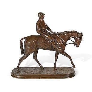 Petrus Kremer comparable auction result: a patinated bronze sculpture jockey up after pier