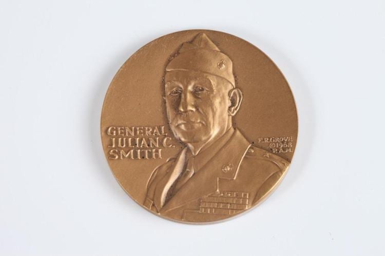 edward r grove american 1912 2002 julian c smith bronze relief medallion obverse portrait of lt general julian c smith comma · Sloans & Kenyon · 2016-04-07 Edward R. Grove comparable auction result: edward r grove american 1912 2002 julian c smith bronze relief medallion obverse portrait of lt general julian c smith comma