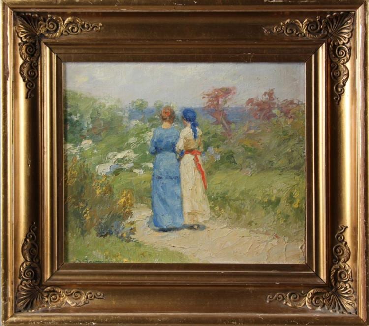 Johannes Grenness comparable auction result: johannes grenness 1875 1963 to unge kvinder spadserende i strandhaven