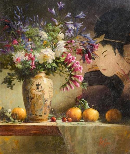 Matt Grogan comparable auction result: mat grogan b 1947 still life with chinese vase