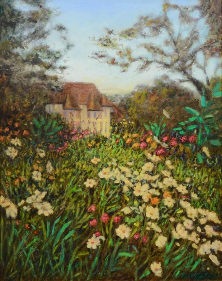 Robert Mead Jones comparable auction result: robert mead jones american 20th century pafa oil on canvas giverney monet s garden ii signed and dated 2001 lower right