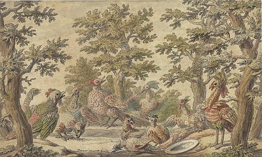 fantastic birds frolicking in a wooded landscape · Christie's · 2008-01-24 Daniel (1661) Marot comparable auction result: fantastic birds frolicking in a wooded landscape