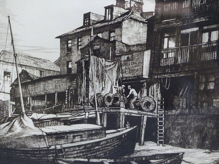 Norman Janes comparable auction result: norman janes 1892 1980 rope merchants at greenwich signed etchin