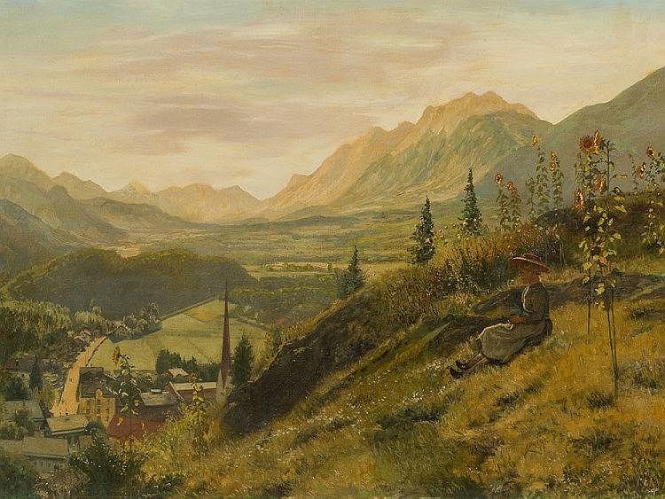 Adolf Schlabitz comparable auction result: adolf schlabitz 1854 1943 sommermorgen in brixlegg oil 1887