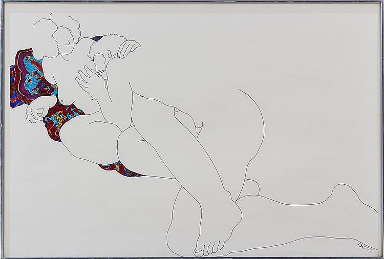 Weyman Lew comparable auction result: weyman lew american b 1935 nude couple