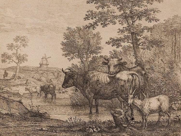 Florian Grospietsch comparable auction result: florian grospietsch 1789 1840 cows etching 1819