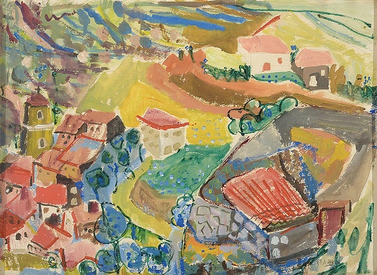 María Antonia Dans comparable auction result: mar a antonia dans oza dos r os la coru a 1922 madrid 1988 village landscape