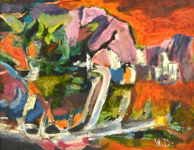 Wladyslaw Dutkiewicz comparable auction result: wladyslaw dutkiewicz 1918 1999 abstract landscape oil on masonite