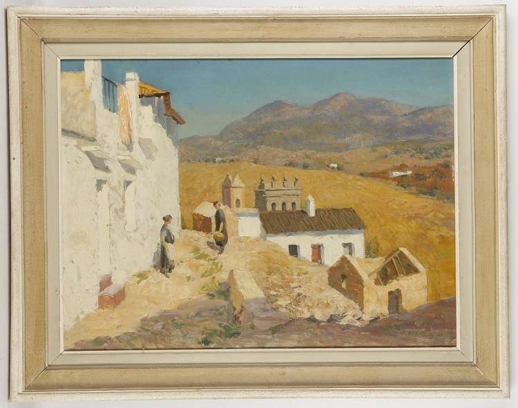 Alan Stenhouse Gourley comparable auction result: alan stenhouse gourley scottish 1909 1991 a 1960 s mediterranean village scene oil on board signed and dated 1961 45 5 x 60 5cm