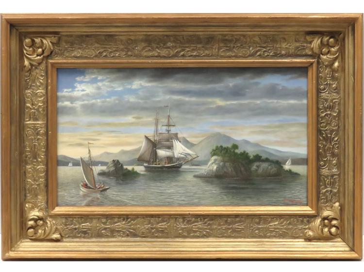 georgina nemethy american 1950 oil on canvas burlington bay ny signed and titled 9 x 15 framed 14 1 2 x 21 · William J Jenack Auctioneers · 2016-05-01 Georgina Nemethy comparable auction result: georgina nemethy american 1950 oil on canvas burlington bay ny signed and titled 9 x 15 framed 14 1 2 x 21