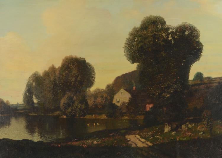 Auction comp thumbnail for HENRY PEMBER SMITH COUNTRY COTTAGE LANDSCAPE PAINTING (Burchard Galleries Inc, Lot 1276)