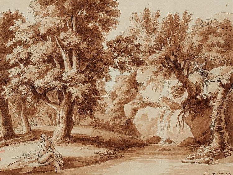 Albert Christoph Dies comparable auction result: albert christoph dies bathers in a wooded landscape