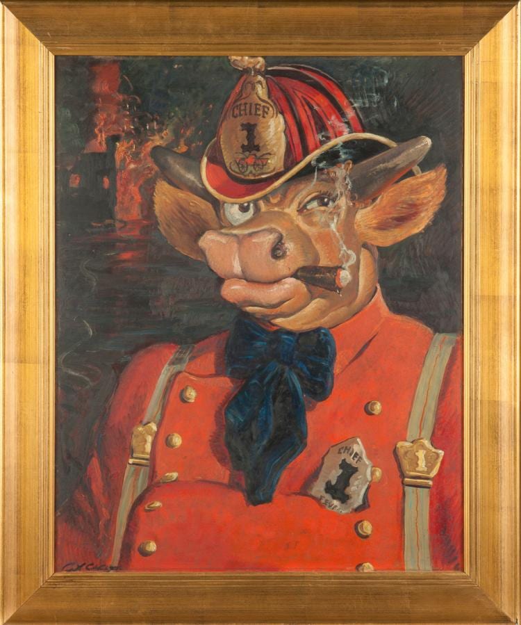 Charles X. Carlson comparable auction result: charles x carlson american 1902 1991 bull uncle ira