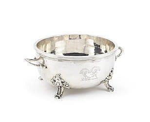 István Csók comparable auction result: a victorian silver two handled warming bowl and liner by ste