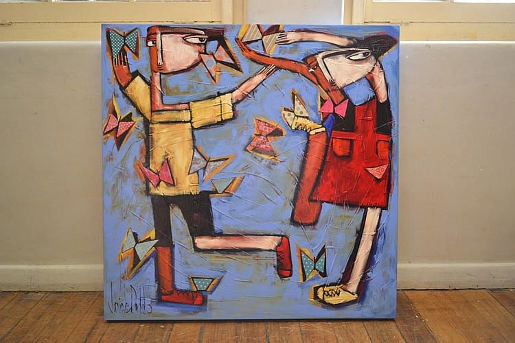 Janine Daddo comparable auction result: janine daddo to catch a flutterbye mixed media on canvas