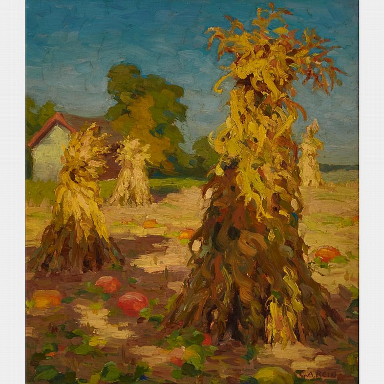 george agnew reid o s a p r c a haystacks oil on canvas 15 25 ins x 13 25 ins 38 7 cms x 33 7 cms · Waddington's · 2016-05-30 George Agnew Reid comparable auction result: george agnew reid o s a p r c a haystacks oil on canvas 15 25 ins x 13 25 ins 38 7 cms x 33 7 cms