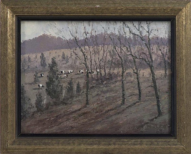 James Vance Miller comparable auction result: james vance miller west virginia 1912 2002 the lower pasture oil on canvas board 9 x 12 framed 11 5 x 14 5