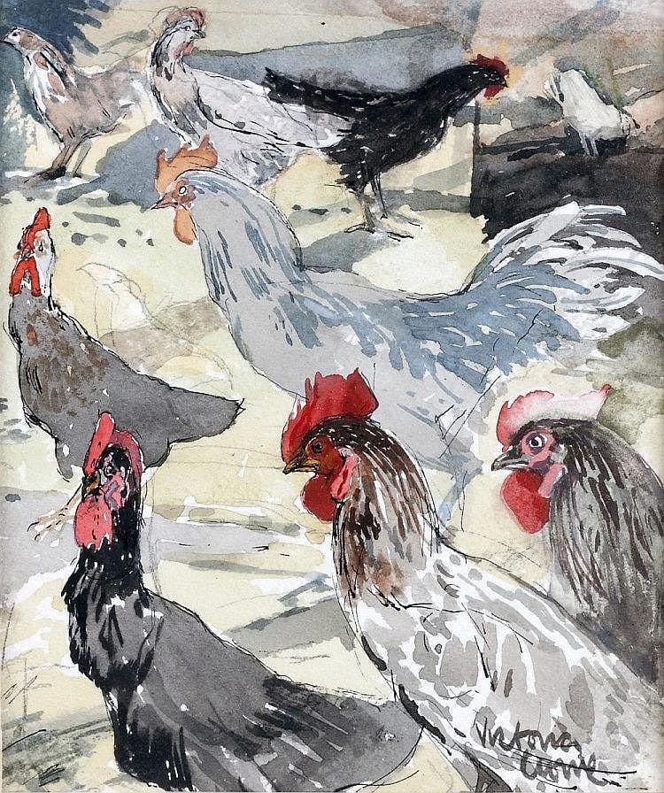 Victoria Crowe comparable auction result: victoria crowe british b 1945 foreign fowl 1989