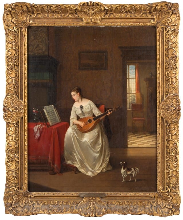 Alexis van Hamme comparable auction result: alexis van hamme 1818 1875 elegant interior scene depicting a lady in