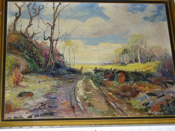 Arup Jensen comparable auction result: arup jensen olja landskapsmotiv 45x58 cm