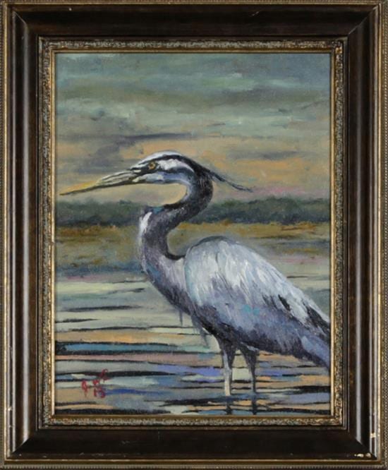 Jerome Weber comparable auction result: jerome weber new iberia louisiana blue heron 2013 oil on board signed and dated l l framed h 15 in w 11 1 2 in
