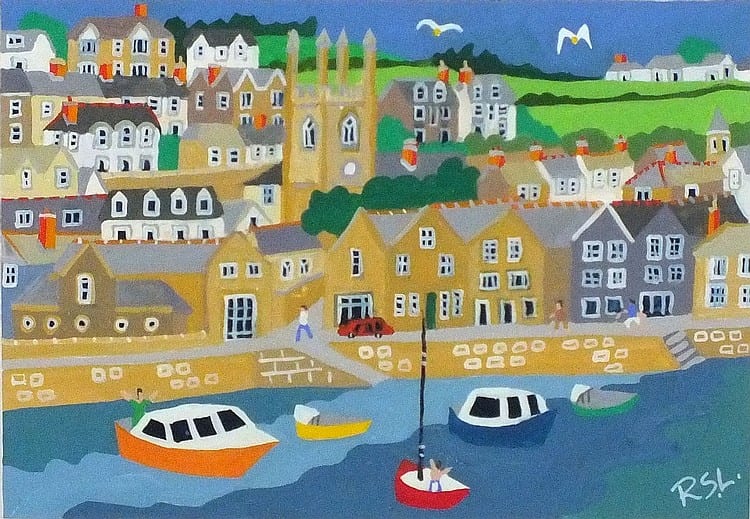 Richard Lodey comparable auction result: richard lodey b 1950 acrylic gouache on card st ives along the quay