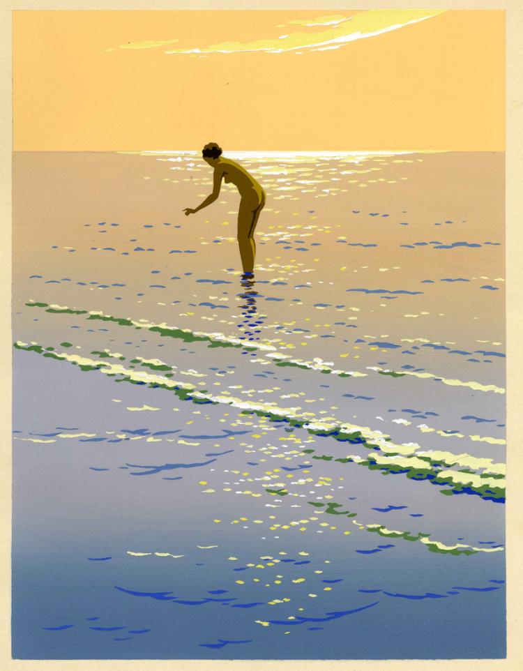 Giovanni Meschini comparable auction result: giovanni meschini 1888 1977 bagnante in riva al mare