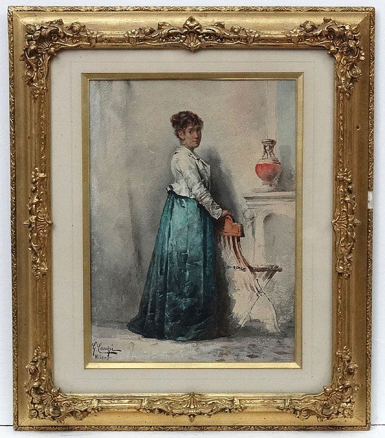 Giacomo Campi comparable auction result: giacomo campi 1844 1921 italian watercolour portrait of a lady in an interior signed and inscribed milano 13 1 2 x 9 1 2 in a fine gilt frame