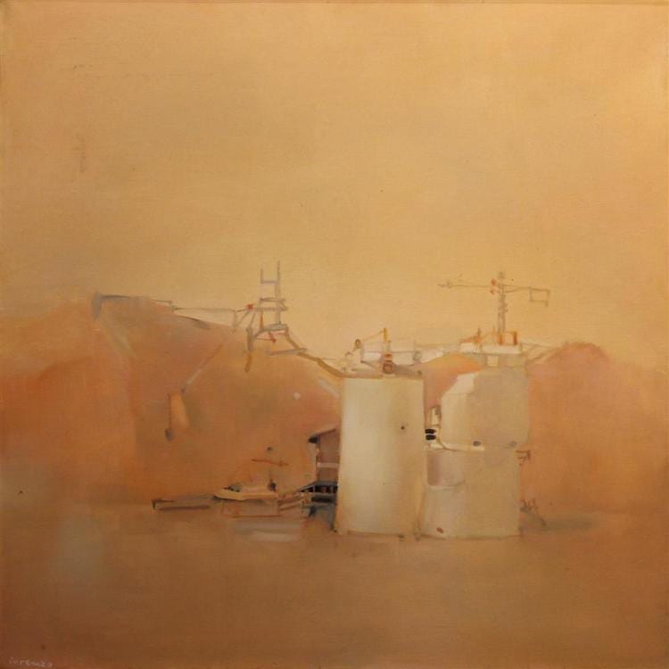 Antonio Lorenzo comparable auction result: antonio lorenzo spanish 1922 2009 la construccion version 29 oil on canvas 31 1 4 x 31 1 4 in