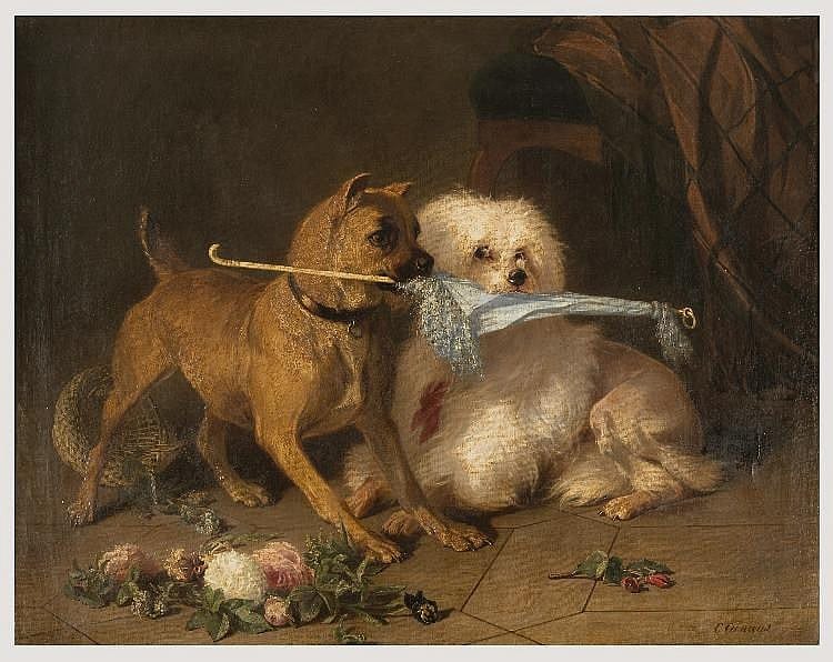 Conradyn Cunaeus comparable auction result: cunaeus due cani con ombrello