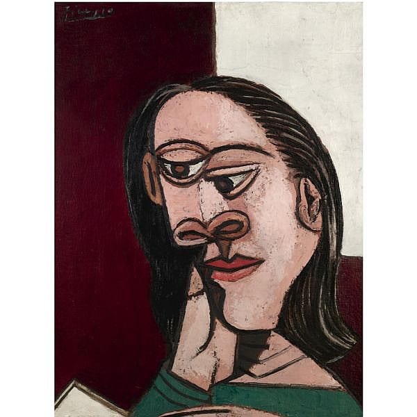 f,l - Pablo Picasso , 1881-1973 TÊTE DE FEMME (LA LECTRICE) oil on canvas comparable sale