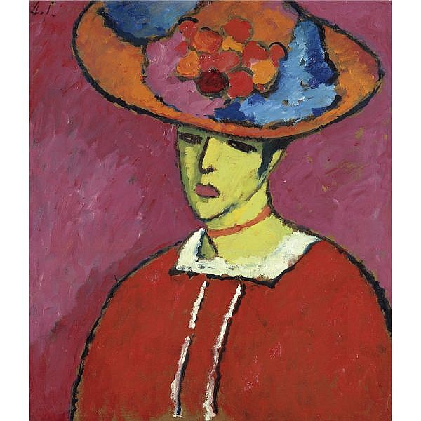 f,l - Alexej von Jawlensky , 1864-1941 SCHOKKO (SCHOKKO MIT TELLERHUT) SCHOKKO (SCHOKKO WITH WIDE-BRIMMED HAT) oil on board laid down on canvas comparable sale