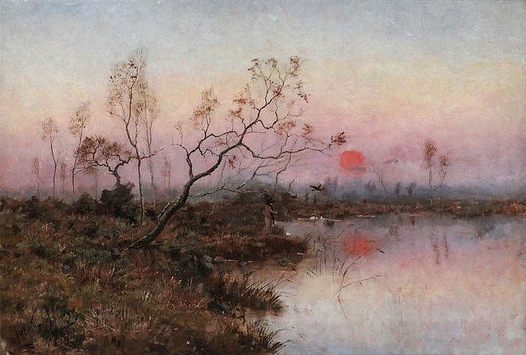 Joseph Van  Genegen comparable auction result: jos van genegen 1857 1936 stroller in the marsh canvas signed van ge