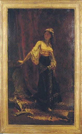 Edouard Frédéric Wilhelm Richter comparable auction result: woman in an orientalist interior