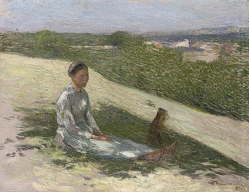 Henri (1860) Martin comparable auction result: la jeune paysanne et son chien