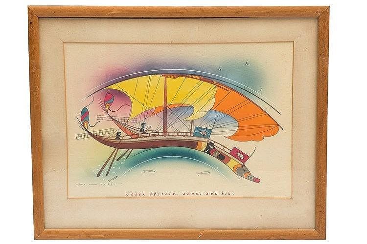 Jan Lavies comparable auction result: jan lavies 1902 2005 a gouache greek vessels about 500 b c signe