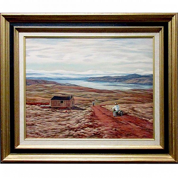 Anna T. Noeh comparable auction result: anna t noeh canadian 1926 old road to nanasavic oil on card signed and dated 79 lower left titled to gallery label verso 16 x 20 40 6 x 30 5 cm