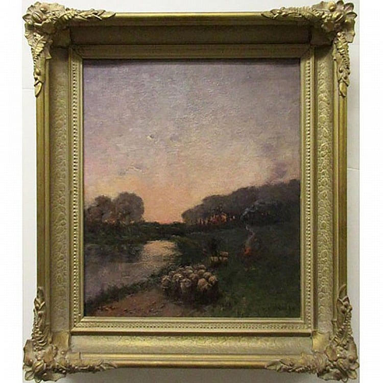 William Edwin Atkinson comparable auction result: william edwin atkinson canadian 1862 1926 returning from pasture oil on canvas signed lower right titled to gallery label verso relined 20 x 16 50 8 x 40 6 cm