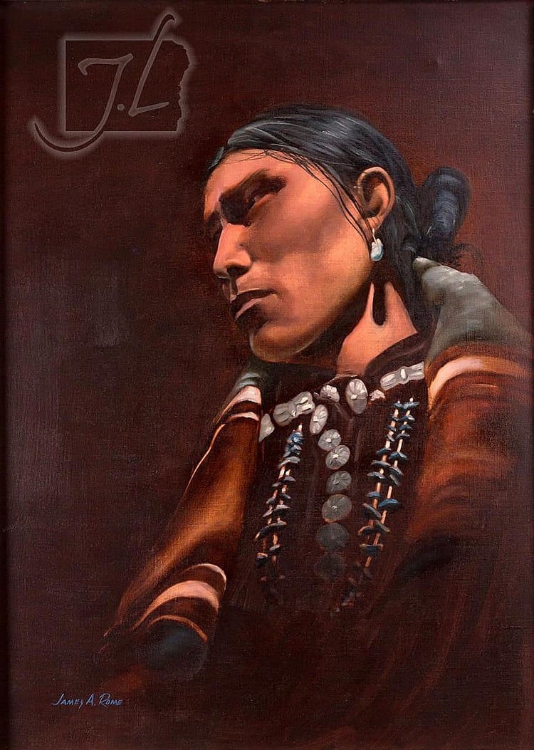 James A Rome comparable auction result: james a rome 1936 native american portrait
