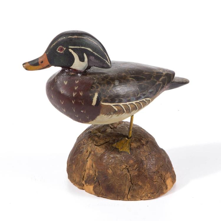 James Lapham comparable auction result: james lapham dennis port ma 20th century carved and painted miniature figure of a wood duck drake
