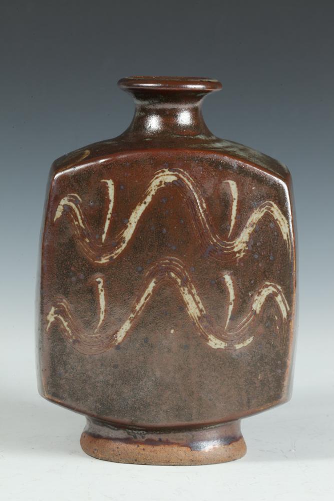 Auction comp thumbnail for BERNARD LEACH STONEWARE STUDIO POTTERY VASE , British (1887-1979). Mark BL, Leach Pottery sealmark and England. - 7 5/8" high. (Sloans & Kenyon, Lot 590)