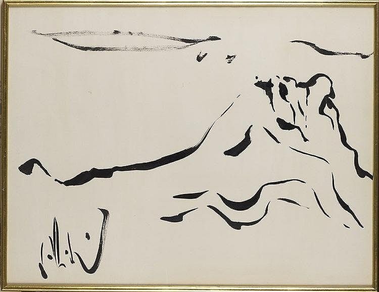 Dino Abidine comparable auction result: dino abidine 1913 1993 la montagne 1960 encre sur papier sign e en