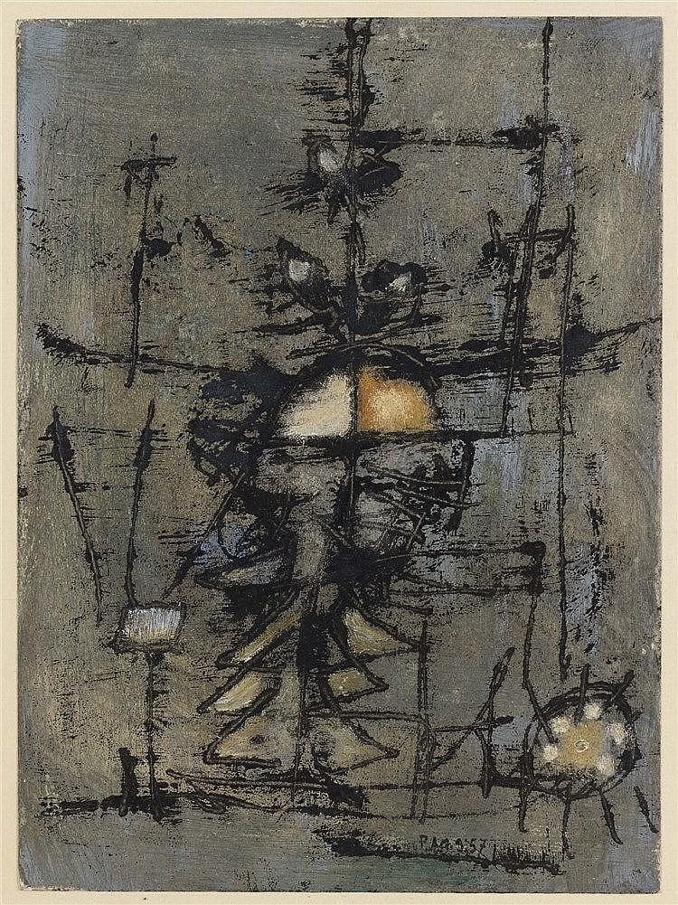 Paul-Armand Gette comparable auction result: paul armand gette ne en 1927 sans titre 1957 huile sur papier monog