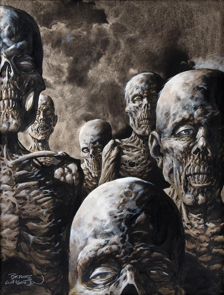 Bernie Wrightson comparable auction result: bernie wrightson signed original personal zombies painting later for cemetery dance magazine