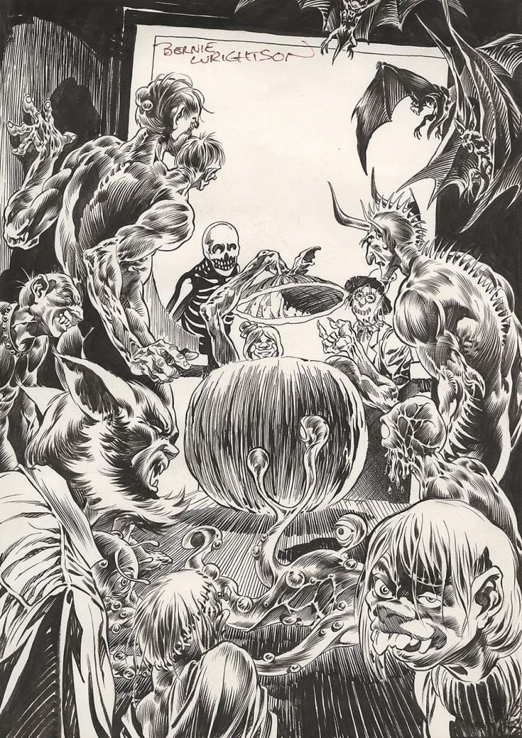 Bernie Wrightson comparable auction result: bernie wrightson signed published trick or treaters illustration
