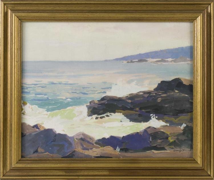 george william dinckel ohio massachusetts 1891 1976 waves crashing in a cove watercolor 15 5 x 19 5 sight framed 20 x 24 · Eldred's · 2016-07-14 George William Dinckel comparable auction result: george william dinckel ohio massachusetts 1891 1976 waves crashing in a cove watercolor 15 5 x 19 5 sight framed 20 x 24