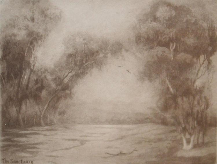 Joseph Cristian Goodhart comparable auction result: j c goodhart the sanctuary etching 15 x 20cm