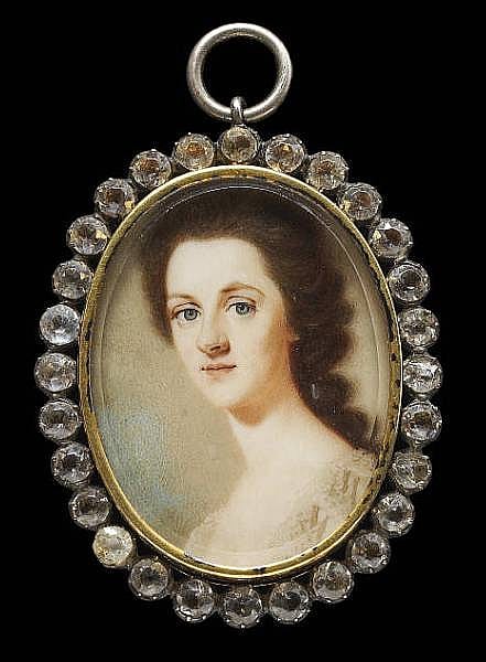 Joseph Daniel comparable auction result: joseph daniel british circa 1760 1803 a lady wearing lace trimmed white dress her dark brown hair in curls