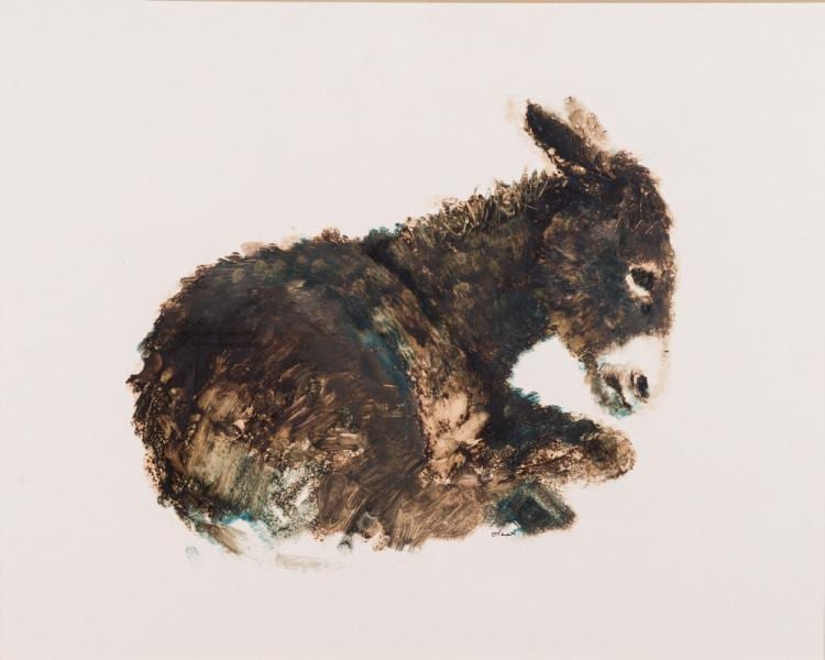 Anthony Amos comparable auction result: anthony amos 1950 2010 donkey signed lower right oil on board 38 x 4